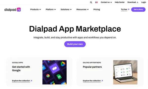 Screenshot of Dialpad App Marketplace