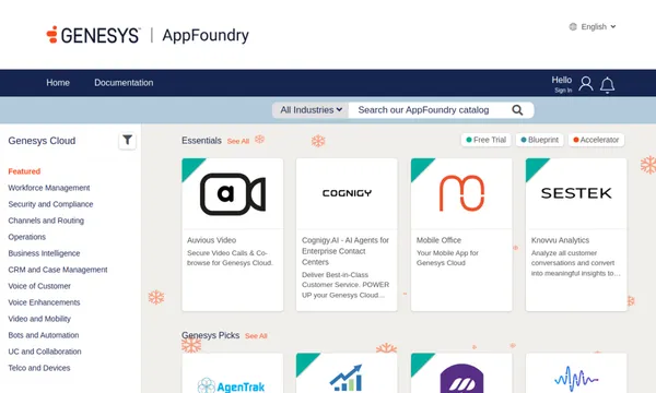 Screenshot of Genesys AppFoundry