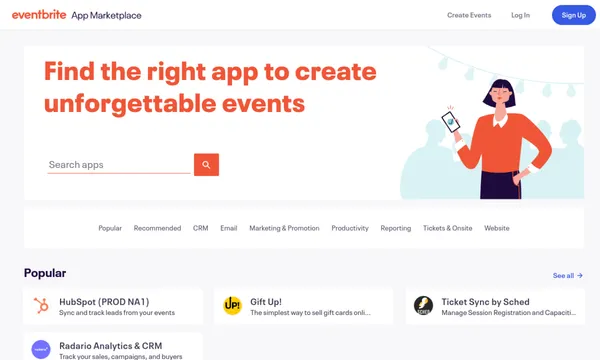 Screenshot of Eventbrite App Marketplace