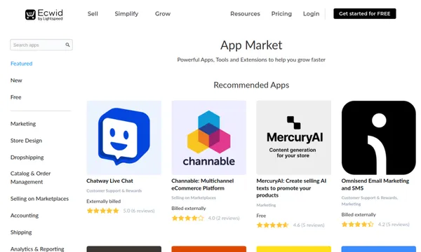 Screenshot of Ecwid App Market