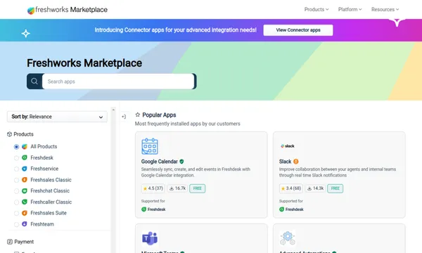 Screenshot of Freshworks Marketplace