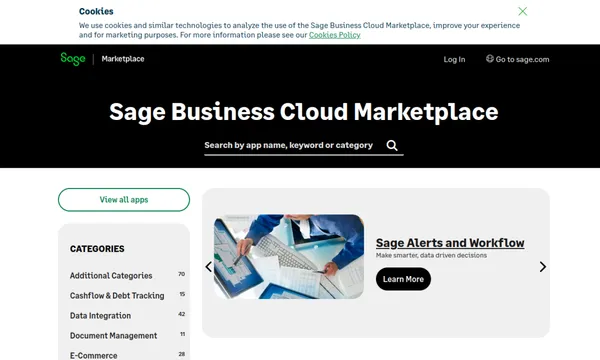 Screenshot of Sage Business Cloud App Marketplace (US)