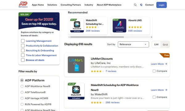 Screenshot of ADP Marketplace