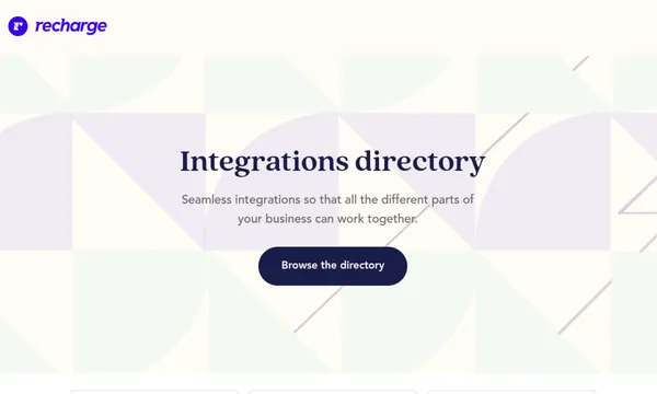 Screenshot of Recharge Integrations directory