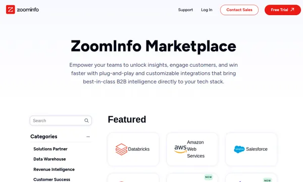 Screenshot of Zoominfo Marketplace