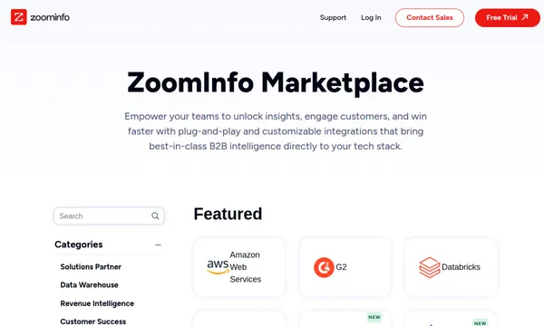 Screenshot of Zoominfo Marketplace