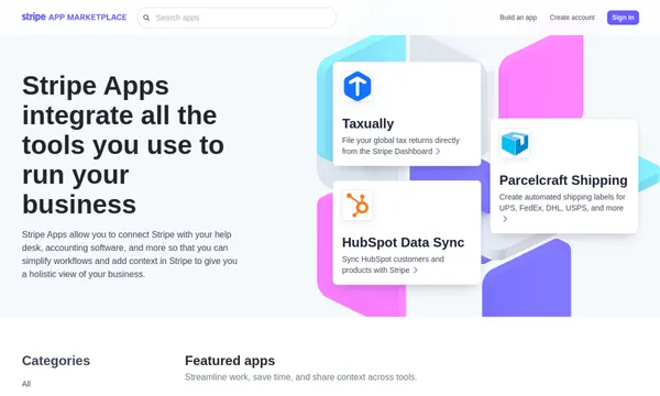 Screenshot of Stripe App Marketplace