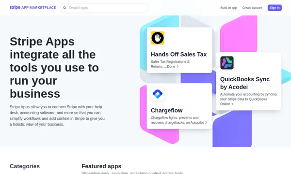 Screenshot of Stripe App Marketplace