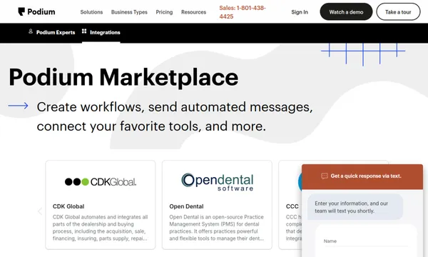 Screenshot of Podium Marketplace