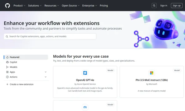 Screenshot of GitHub Marketplace