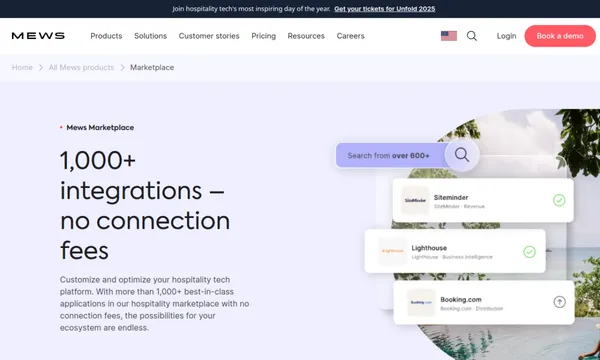 Screenshot of Mews Hospitality Marketplace