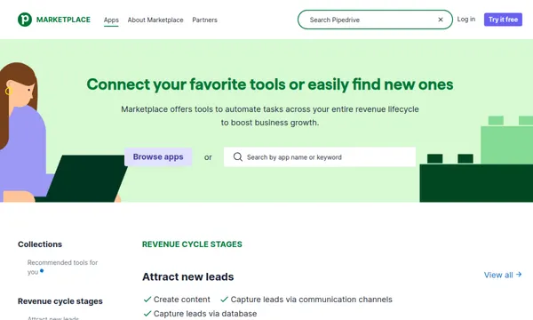 Screenshot of Pipedrive Marketplace