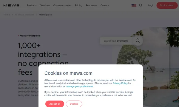 Screenshot of Mews Hospitality Marketplace