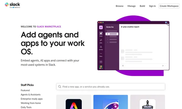 Screenshot of Slack App Directory