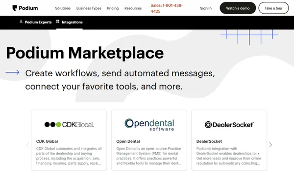 Screenshot of Podium Marketplace