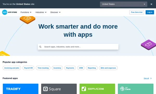 Screenshot of Xero App Store (US)