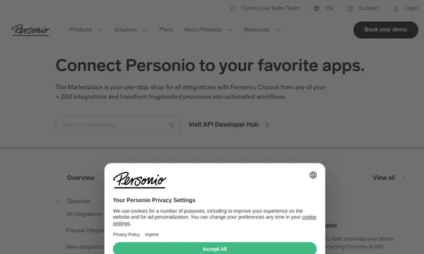 Screenshot of Personio Marketplace